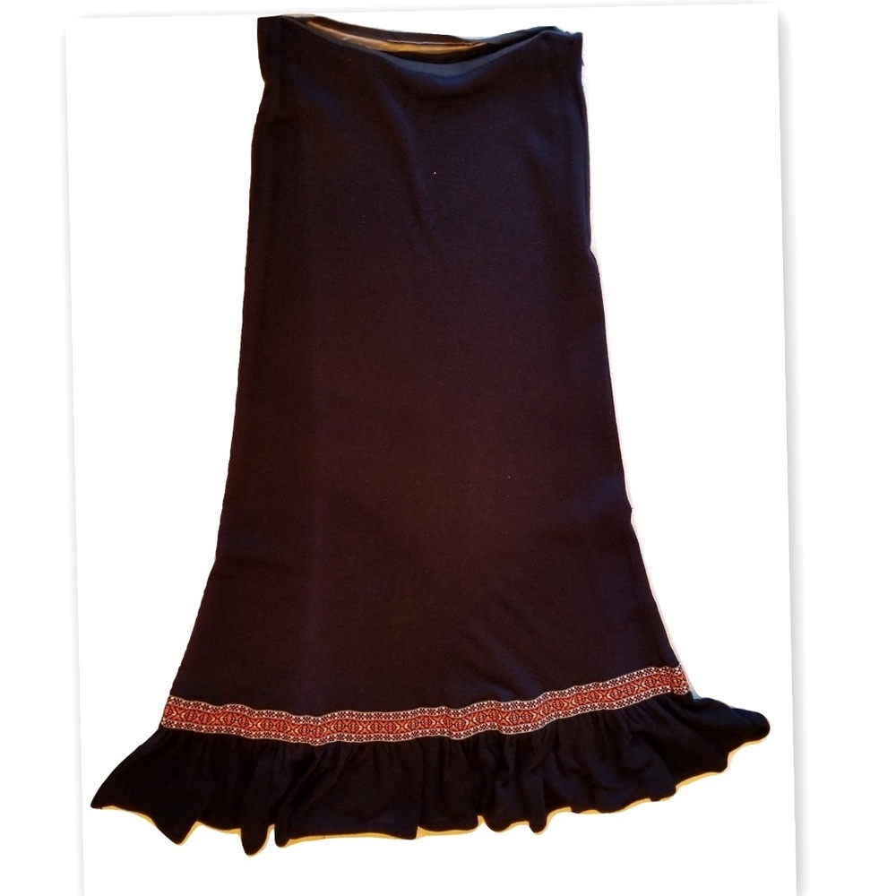 1970s Ruffle Hem Vintage Maxi Skirt